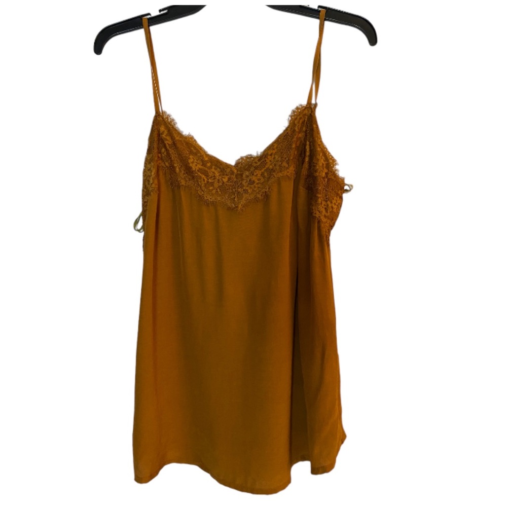 Wishlist Apparel Womens Cami Tank Top Brown Lace Neckline Viscose Rayon Medium - Picture 1 of 6